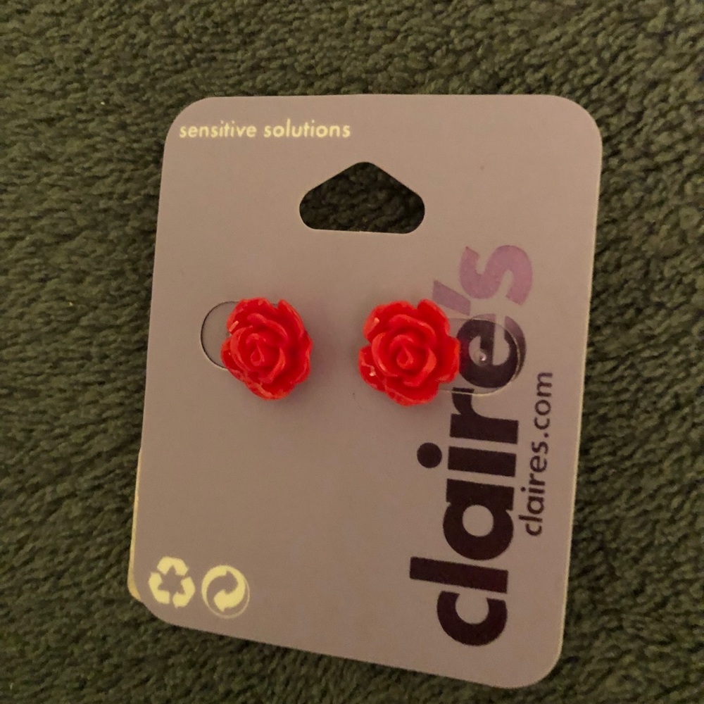 Claire’s Red Rose Earrings